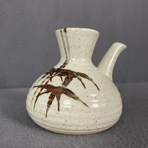 VTG JAPANESE STONEWARE SAKE WARMING JAG BOTTLE POTTERY BROWN APX.4.25"H